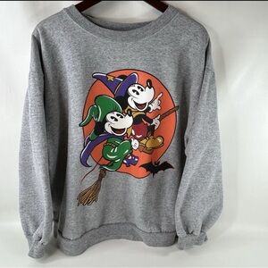 VTG Mickey & Co Disney Sweatshirt 3XL Mickey & Minnie Mouse Halloween On Broom